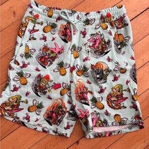 H&M Light Mint Pineapple & Surf Graphic Drawstring Shorts